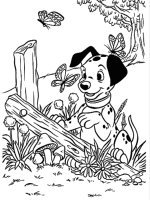 A coloring page of 101 dalmatians